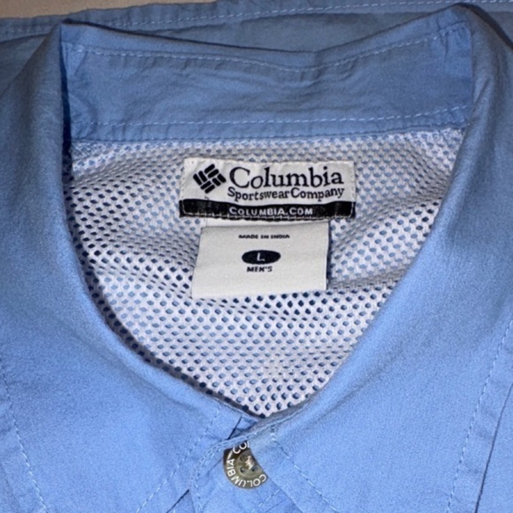 Columbia PFG Bahama II Fishing Shirt Mens Large Blue Short Sleeve Button Up UPF - Picture 5 of 5